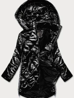 Ľahká čierna lesklá dámska bunda s lemovkami (LD7258BIG)