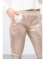 Dvojvrstvové velúrové nohavice béžové