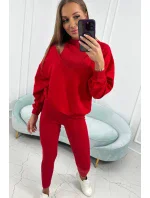 3-dielny set mikina + top + legíny červená