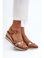 Dámské sandály na klínku s hnědé model 21658024 - EVENTO