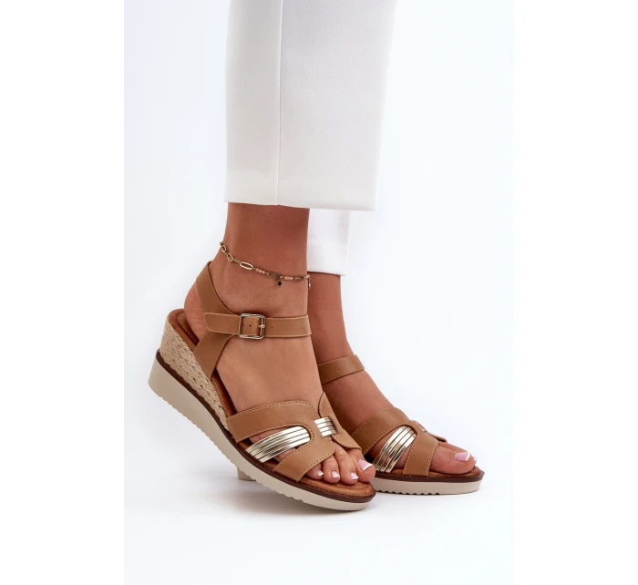 Dámské sandály na klínku s hnědé model 21658024 - EVENTO
