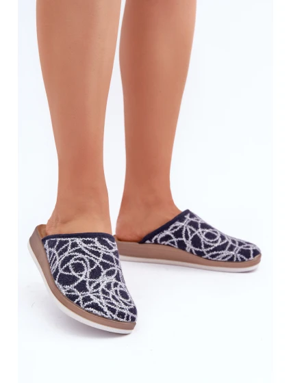 Lesklé dámské pantofle model 21681281 tmavě modré - Inblu