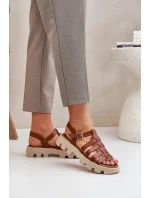 Skórzane Sandały Damskie Zazoo 3695 Camel Skórzane Sandały Damskie Zazoo 3695 Camel