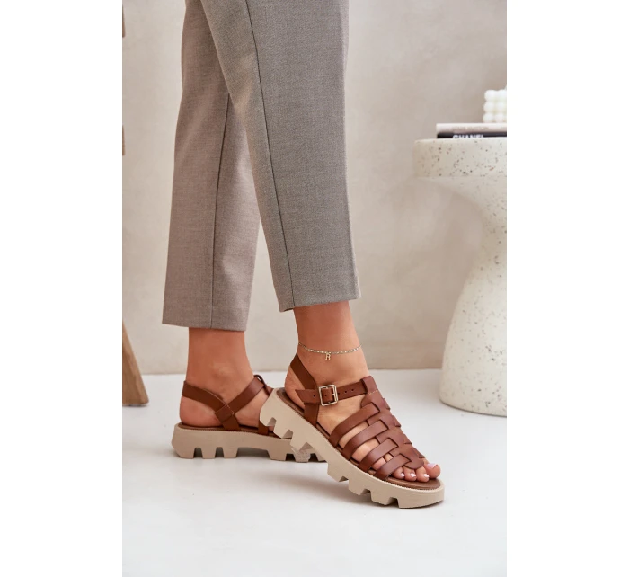 Skórzane Sandały Damskie Zazoo 3695 Camel Skórzane Sandały Damskie Zazoo 3695 Camel