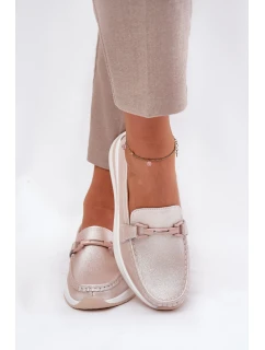 Skórzane Mokasyny Damskie S.Barski GR51-598 Perłowy Róż