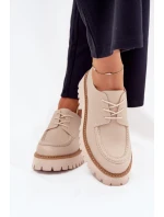 Półbuty Mokasyny Damskie Ze Sznurowaniem Big Star NN274053 Beżowe