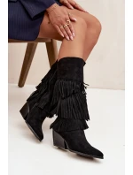 Kůže Boty Kovbojky Dámské S Černé model 21710933 - Boto