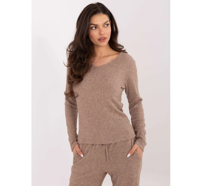 Sweter SM SW model 21771768 ciemny bezowy - FPrice Sweter SM SW model 21771768 ciemny bezowy - FPrice