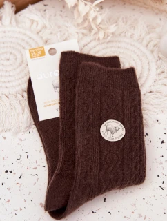 Dámske vlnené ponožky - čokoládové