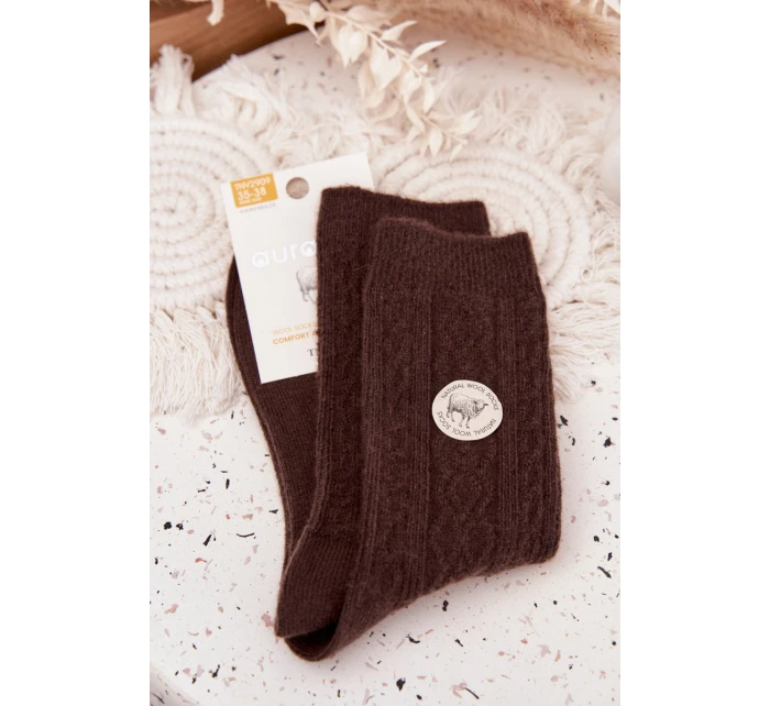 Dámske vlnené ponožky - čokoládové