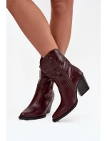 Dámske členkové topánky na podpätku D8271 Burgundy - Sweet Shoes Dámske členkové topánky na podpätku D8271 Burgundy - Sweet Shoes