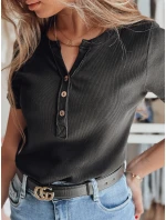 Dámská žebrovaná halenka LOOK černá Dstreet model 21988811 - FashionStreet