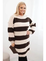 Dámske Plus veľkosť pruhované pletené sukne Camel