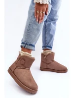 Ocieplane Damskie Śniegowce Z Ozdobą Ciemnobeżowe Siriol