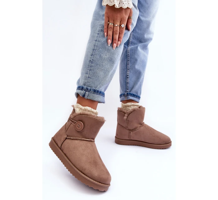 Ocieplane Damskie Śniegowce Z Ozdobą Ciemnobeżowe Siriol