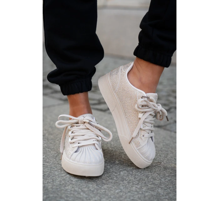 Sneakersy Damskie Ze Zdobieniem Na Platformie Beżowe Eanneth Sneakersy Damskie Ze Zdobieniem Na Platformie Beżowe Eanneth