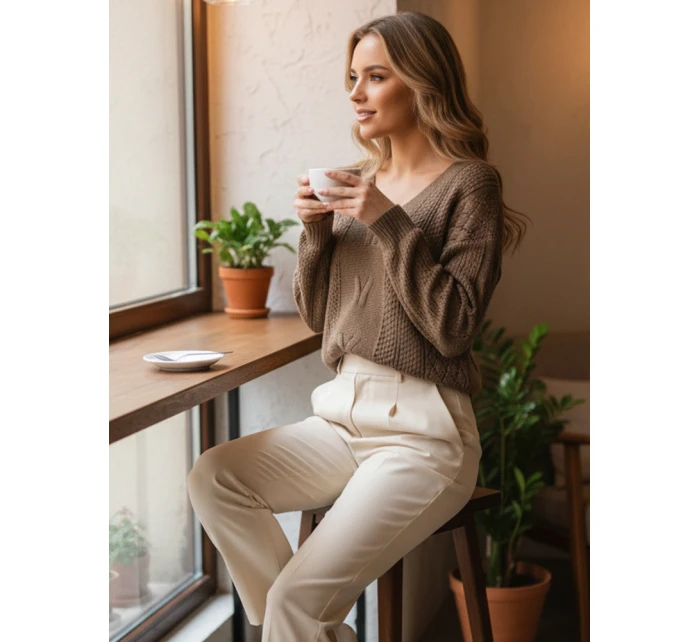 Dámsky sveter LACEONIA beige FashionStreet MY2404