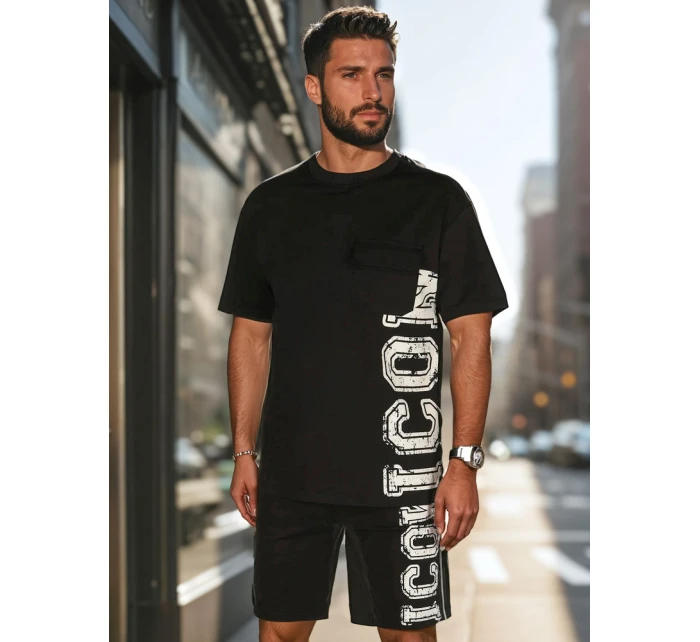 Pánsky čierny set s potlačou FashionStreet AX0802