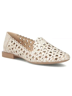 Dámské kožené ažurové polobotky béžové barvy model 22079006 - FILIPPO