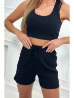 Pruhovaná souprava se šortkami černá Pruhovaná souprava se šortkami černá