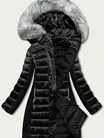 Dámska zimná bunda zo zmiešaných materiálov čierna (dk067-1)