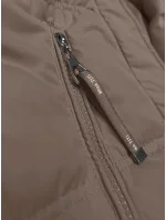 Volná béžová dámská vesta s kapucí model 19586851 - Miss TiTi Volná béžová dámská vesta s kapucí model 19586851 - Miss TiTi