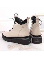 Filippo zateplené kožené topánky na platforme W PAW482 beige Filippo zateplené kožené topánky na platforme W PAW482 beige