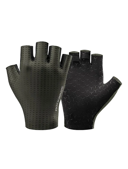 Rockbros priedušné cyklistické rukavice, krátke prsty, veľkosť: XL - zelené