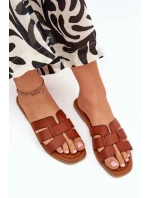 Klapki Damskie Na Płaskim Obcasie Camel Mirona Klapki Damskie Na Płaskim Obcasie Camel Mirona