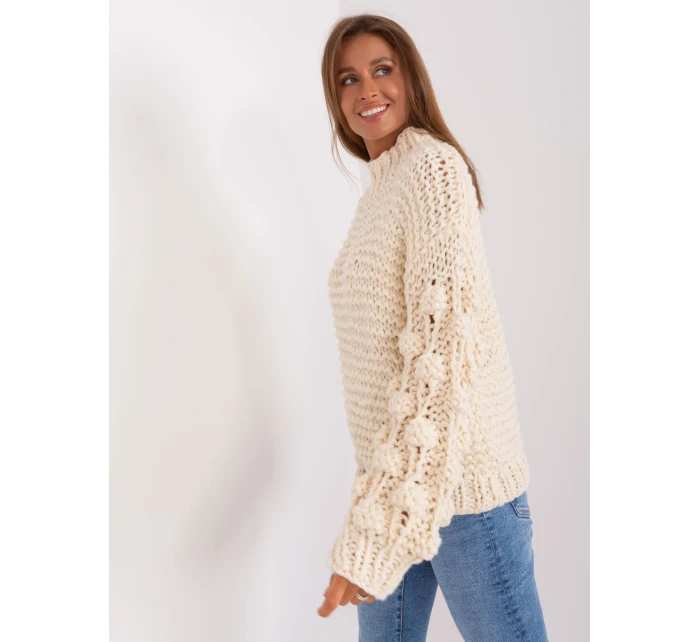 Sweter AT SW model 18895510 jasny beżowy - FPrice Sweter AT SW model 18895510 jasny beżowy - FPrice