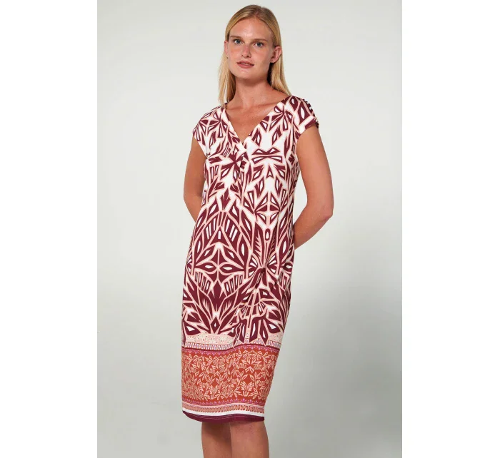 Dámske plážové šaty s krátkymi rukávmi 20488 318 bordový vzor - Vamp