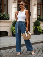 Dámske nohavice so širokými nohavicami, modré, FashionStreet UY3071 Dámske nohavice so širokými nohavicami, modré, FashionStreet UY3071