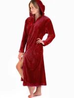 Dámsky župan Siena s kapucňou na zips 3656 burgundy - Vestis