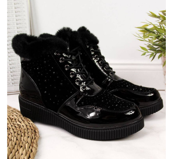 Kožené zateplené topánky Rieker W 93312 black