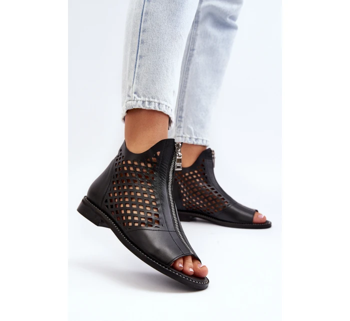 Kožené sandály na zip model 21649674 - Zazoo