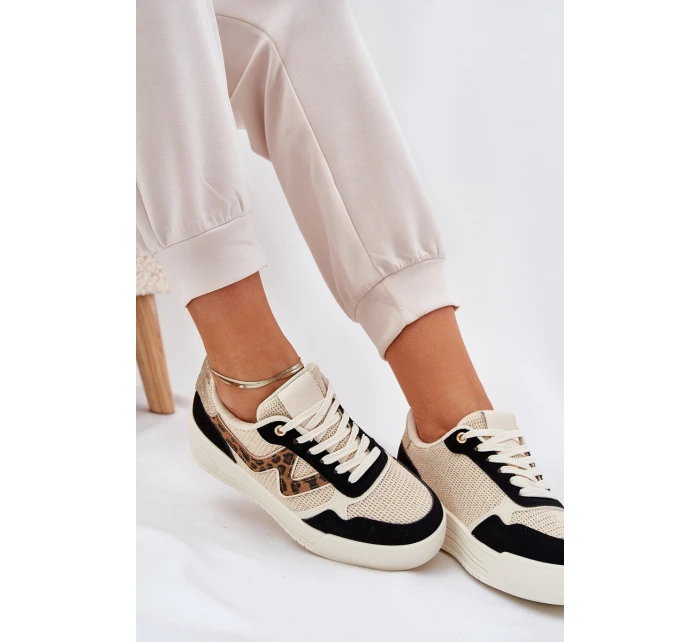 Buty Sportowe Damskie Na Platformie Panterka Czarne Lorori