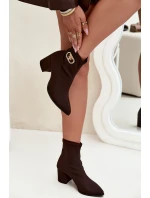 Botki Damskie Na Słupku Ze Złotym Detalem Zazoo 3128 Czekoladowe Botki Damskie Na Słupku Ze Złotym Detalem Zazoo 3128 Czekoladowe