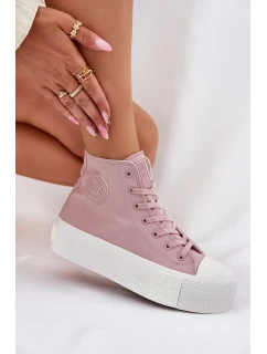Dámske plátenné tenisky na platforme Big Star - ružové
