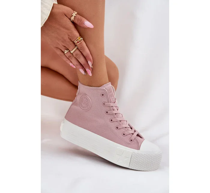 Dámske plátenné tenisky na platforme Big Star - ružové Dámske plátenné tenisky na platforme Big Star - ružové