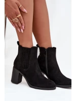 Dámske zateplené čižmy Brevina - čierne, na stĺpcovom podpätku Dámske zateplené čižmy Brevina - čierne, na stĺpcovom podpätku