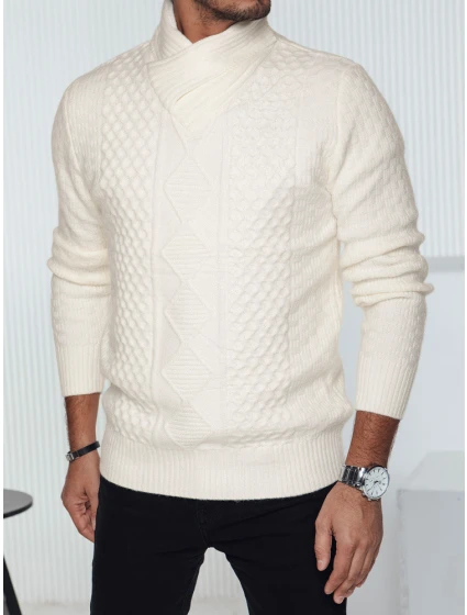 Pánsky biely sveter FashionStreet WX2254 Pánsky biely sveter FashionStreet WX2254