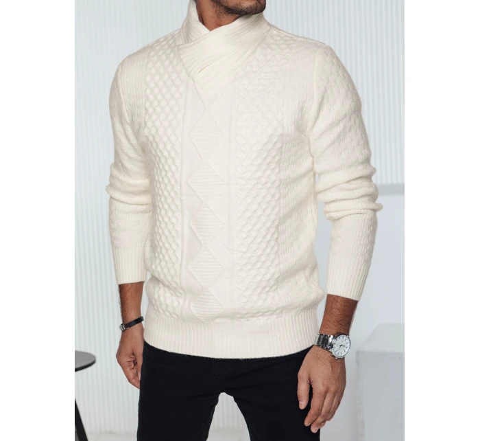 Pánsky biely sveter FashionStreet WX2254 Pánsky biely sveter FashionStreet WX2254