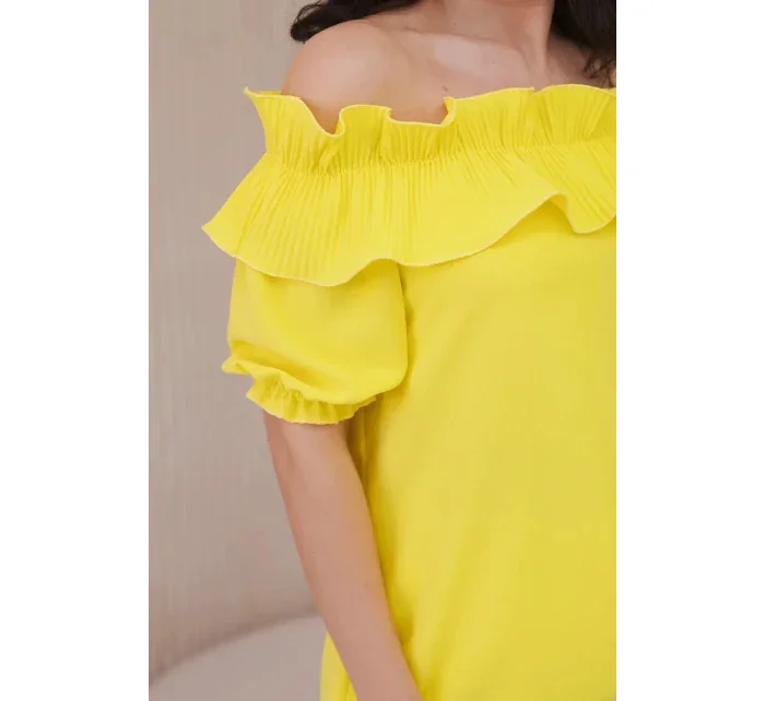 Španělská halenka s ozdobným volánem žlutý Španělská halenka s ozdobným volánem žlutý