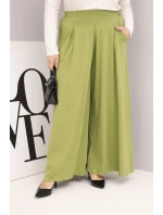 Dámske bavlnené nohavice v nadmernej veľkosti so širokým strihom a voľným strihom Pistachio Dámske bavlnené nohavice v nadmernej veľkosti so širokým strihom a voľným strihom Pistachio