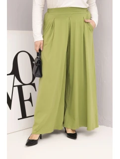 Dámske bavlnené nohavice v nadmernej veľkosti so širokým strihom a voľným strihom Pistachio