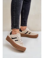 Semišové tenisky na platformě béžové model 21679942 - Zazoo