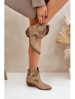 Semišové Boty S Na Podpatku Béžové model 21682519 - Zazoo