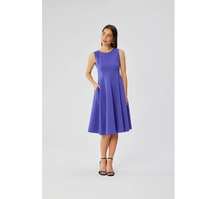 S358 Priliehavé šaty bez rukávov - fialové S358 Priliehavé šaty bez rukávov - fialové