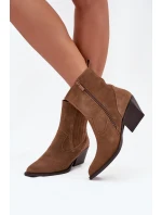 Dámska zateplená členková obuv Dylira na podpätku - ťava, semiš Dámska zateplená členková obuv Dylira na podpätku - ťava, semiš