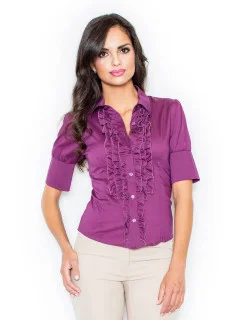 Dámska košeľa M025 Eggplant tmavo fialová - Figl